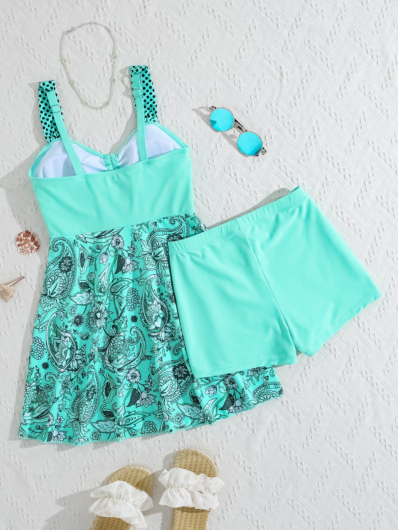Modest Tankini Set with Twist Front - Tummy Control Two-Piece Swimwear