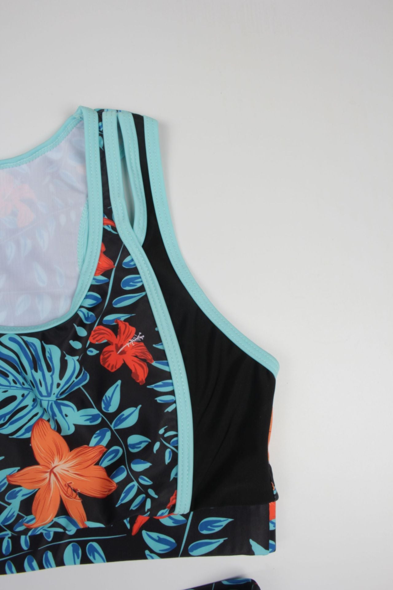 New Arrival Two-Piece Bikini Swimsuit with Sporty Trendy Print & Modest Boyshorts Set Orange-Red