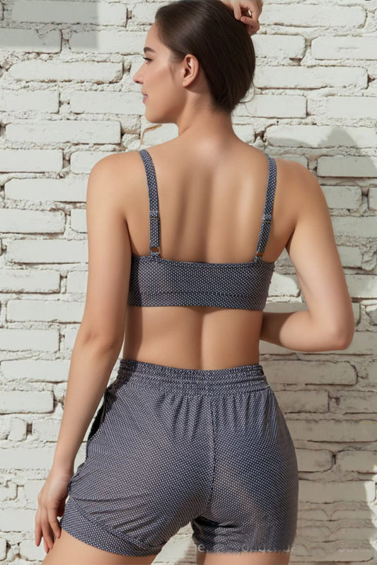 Two-piece women's sports boxer swimsuit Black