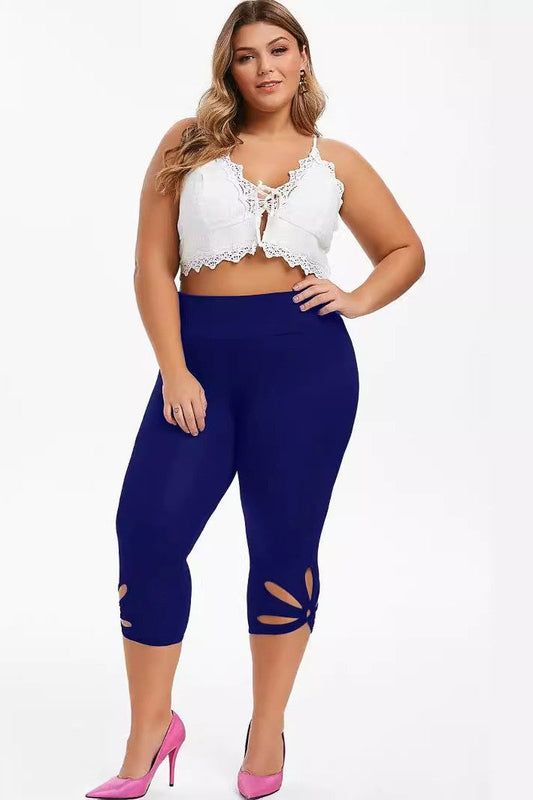 Plus-Size Women's Solid Color Mesh Yoga Sports Leggings