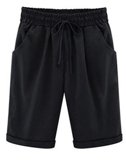 Women's Classic Baggy Shorts - Loose Fit Summer Beach Board Shorts with Drawstring Elastic Waist and Pockets