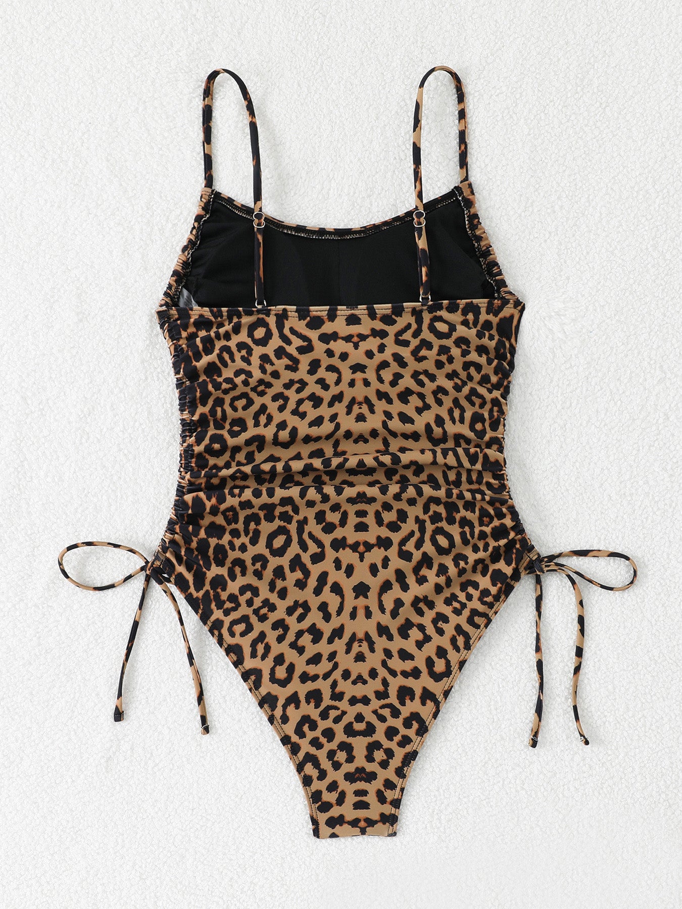 Women's Scoop Neck Animal Print Swimwear with Drawstring