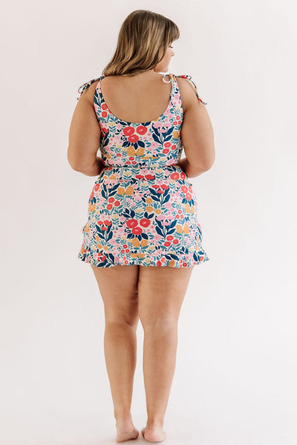 May Flowers Shoulder-Tie Crop Bikini Set