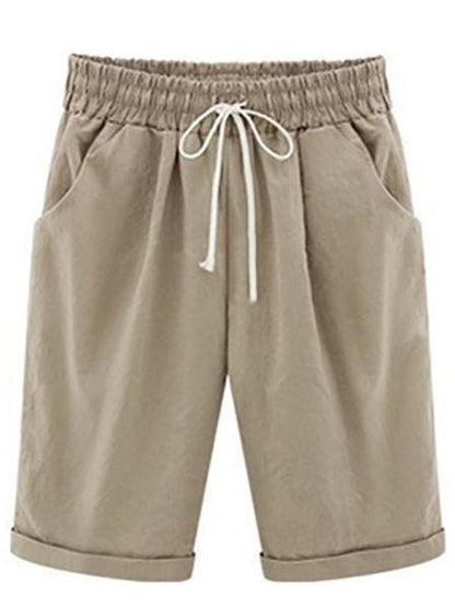 Women's Classic Baggy Shorts - Loose Fit Summer Beach Board Shorts with Drawstring Elastic Waist and Pockets