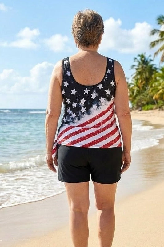 New Arrival Plus-Size Loose Spaghetti-Strap Tankini Swimsuit Set Black