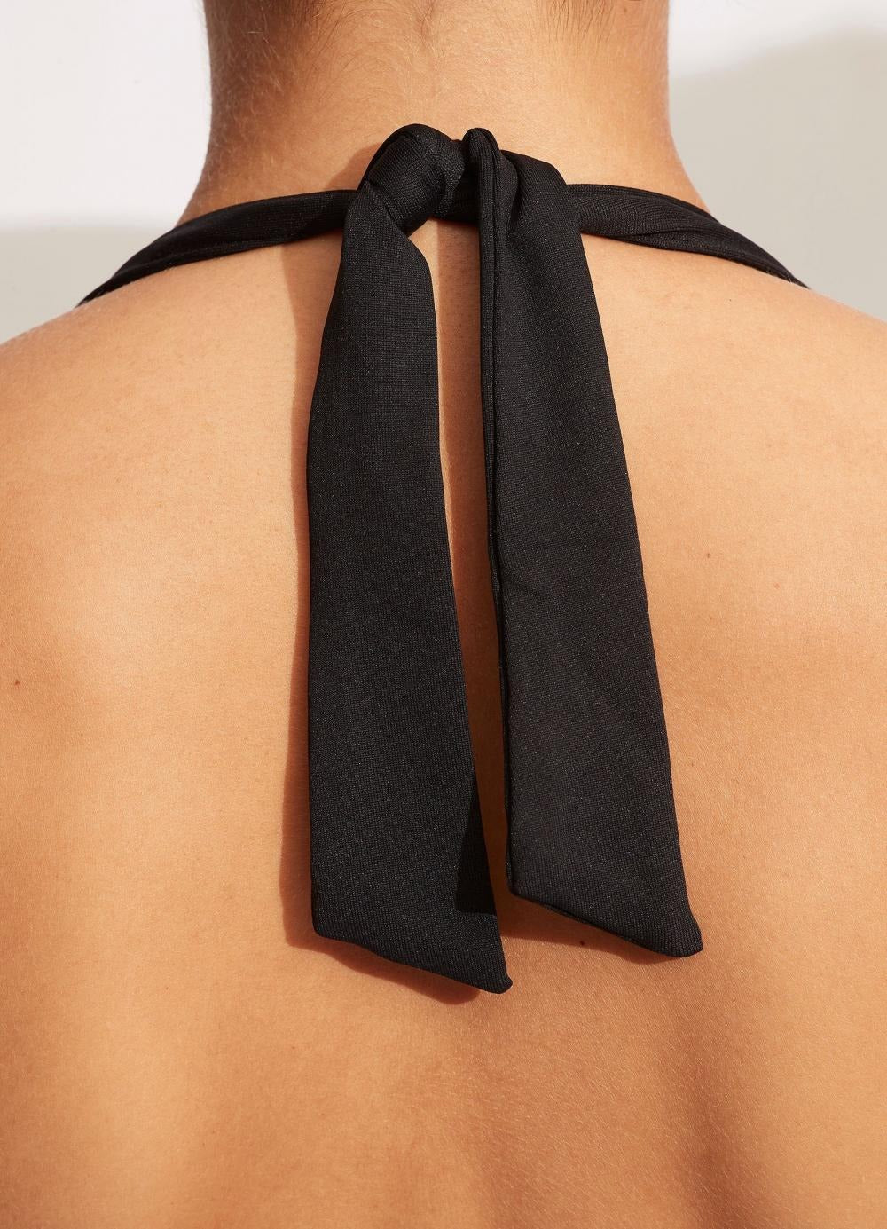 Ruched Panel Boyleg Legline Black One Piece