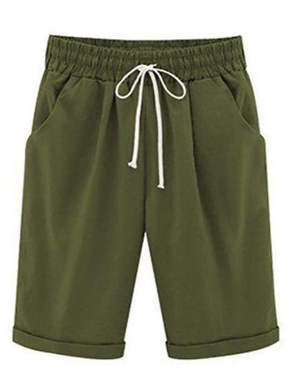 Women's Classic Baggy Shorts - Loose Fit Summer Beach Board Shorts with Drawstring Elastic Waist and Pockets
