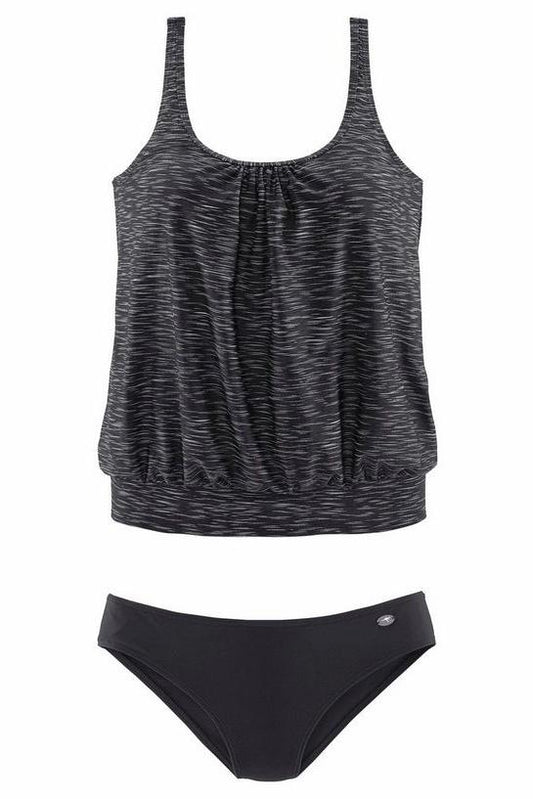 In Oversized Model Tankini Set Black