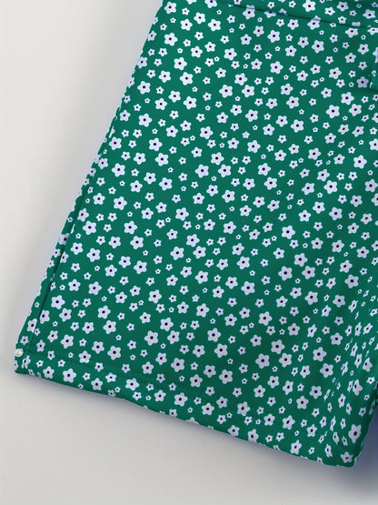 Women's Floral Bikini with Shorts - High Waisted Two Piece Bathing Suit