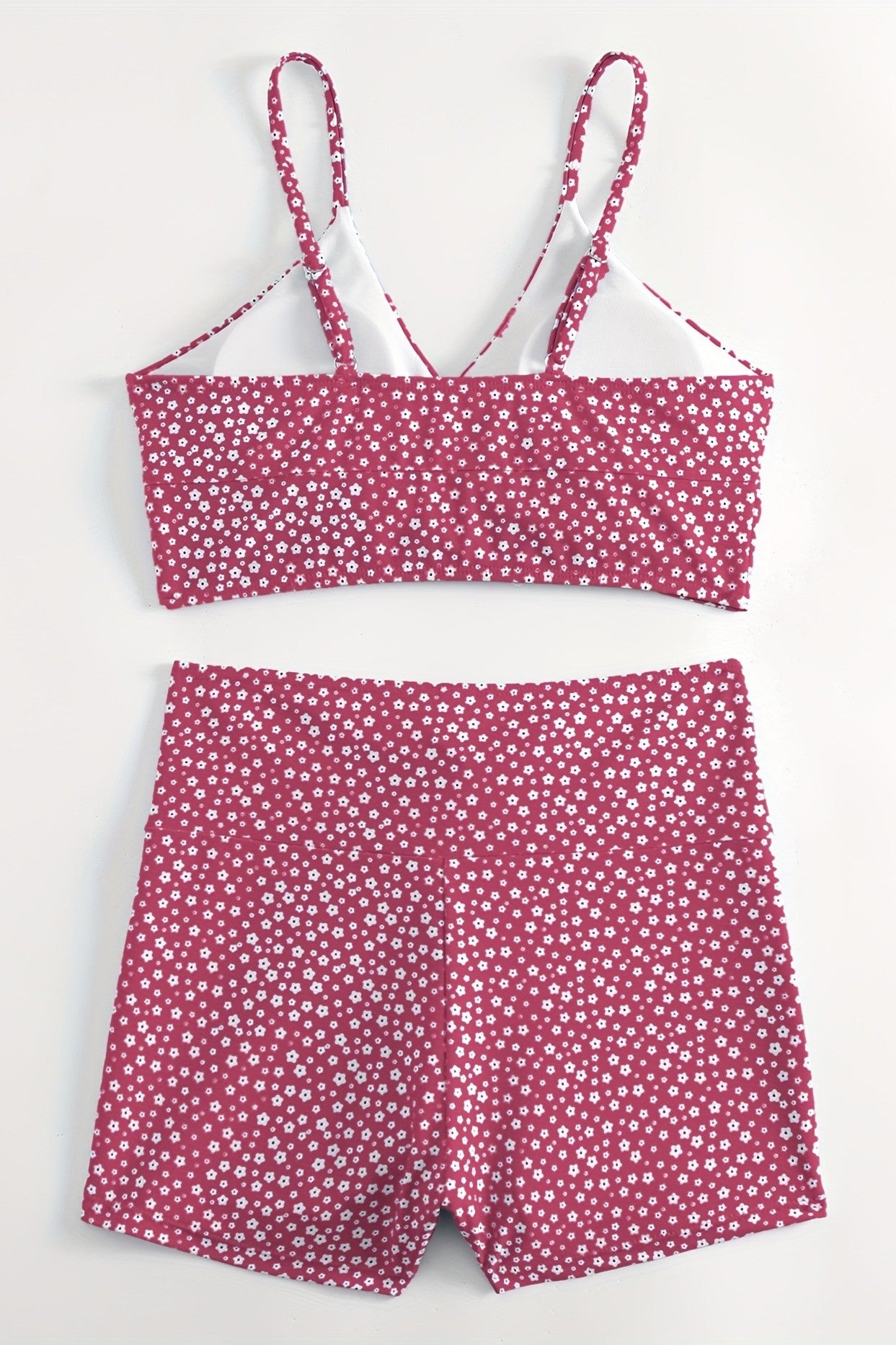 Women's Floral Bikini with Shorts - High Waisted Two Piece Bathing Suit