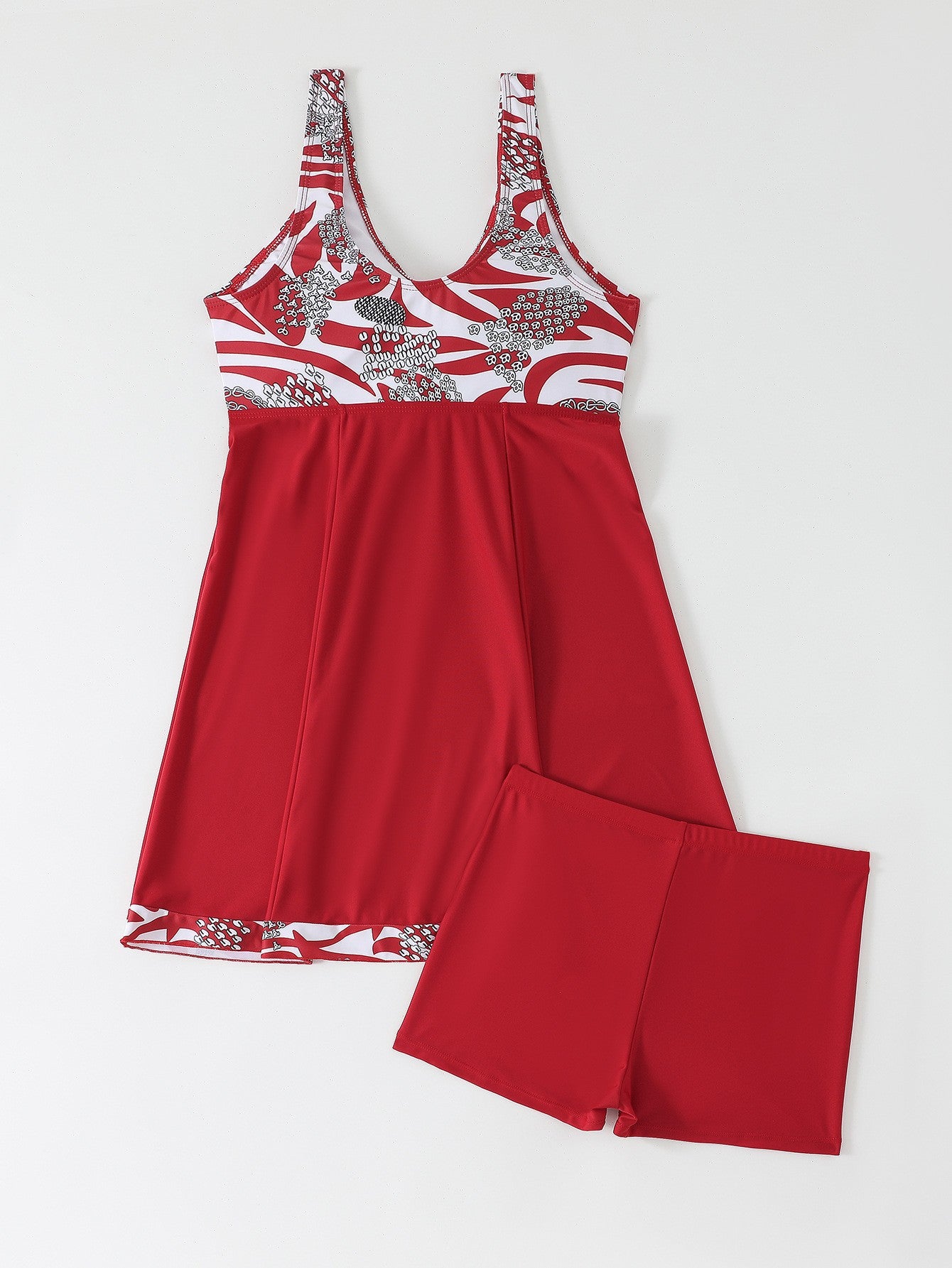 Modest Tankini Swimsuit for Women - Flowy Swim Dress & Boy-Shorts Two-Piece