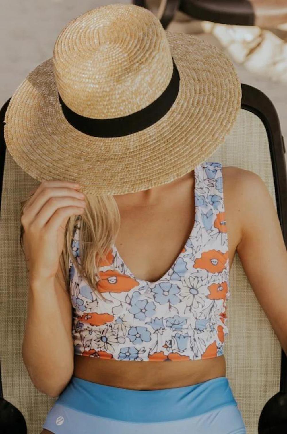 Women's High Waisted Floral Bikini - Push Up Two Piece Swimsuit Colorblock