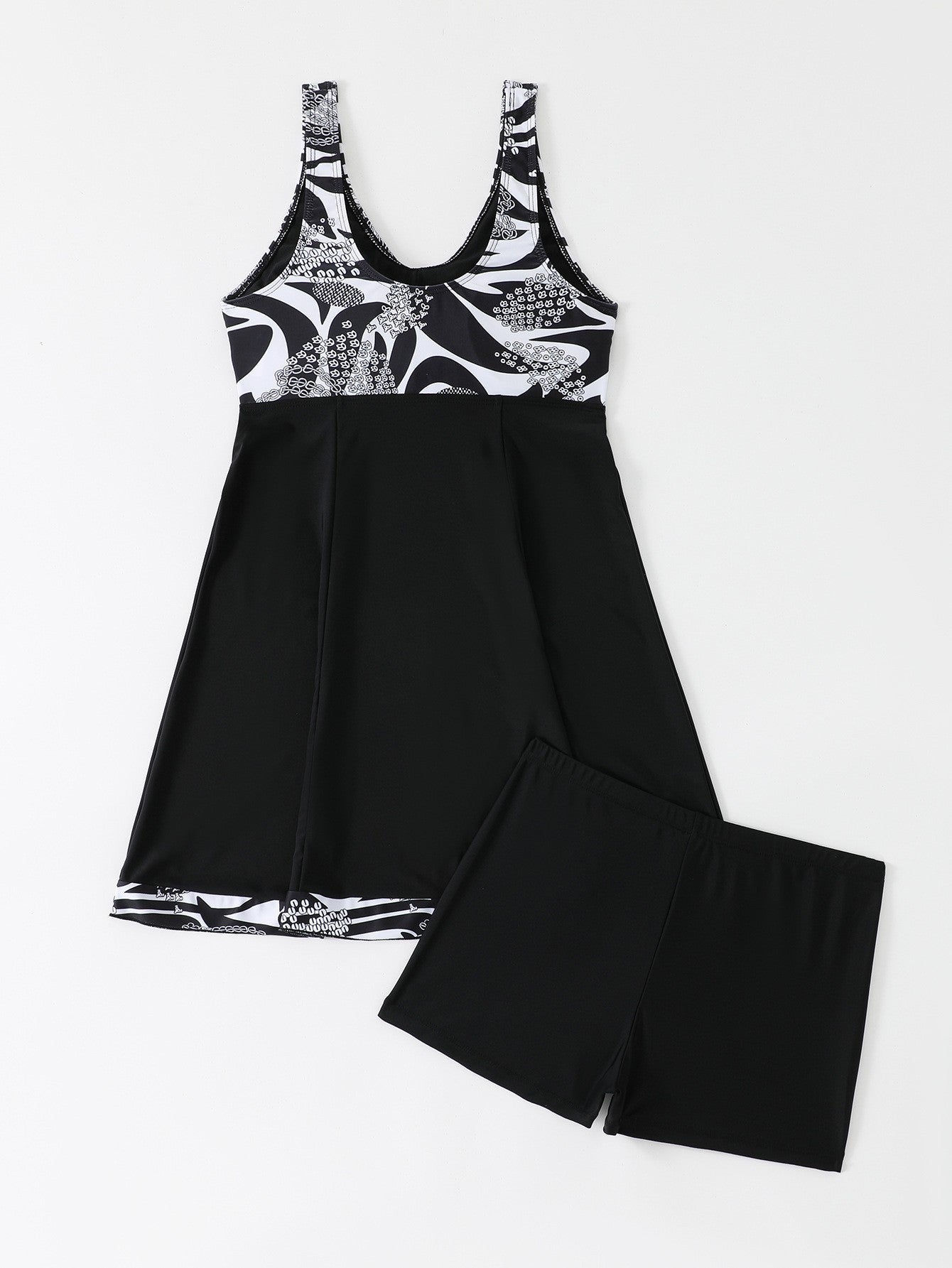 Modest Tankini Swimsuit for Women - Flowy Swim Dress & Boy-Shorts Two-Piece