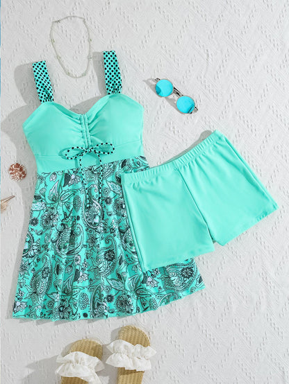 Modest Tankini Set with Twist Front - Tummy Control Two-Piece Swimwear