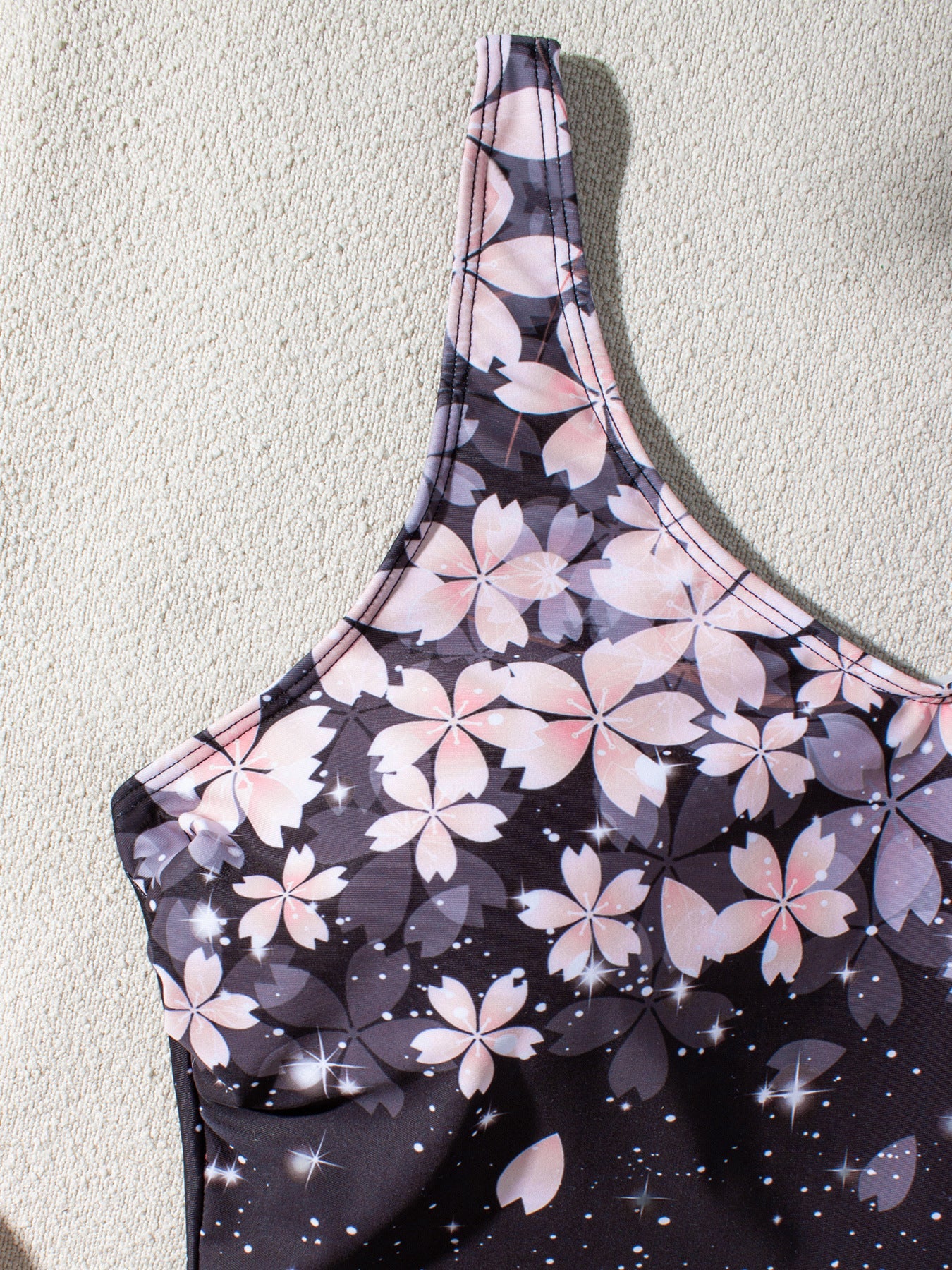 Midnight Sakura Wrap Swim Dress