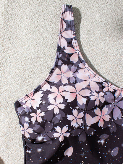 Midnight Sakura Wrap Swim Dress