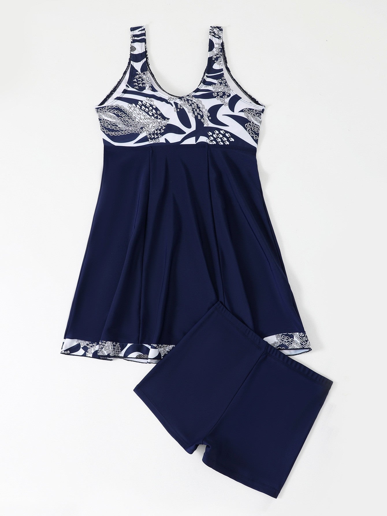 Modest Tankini Swimsuit for Women - Flowy Swim Dress & Boy-Shorts Two-Piece