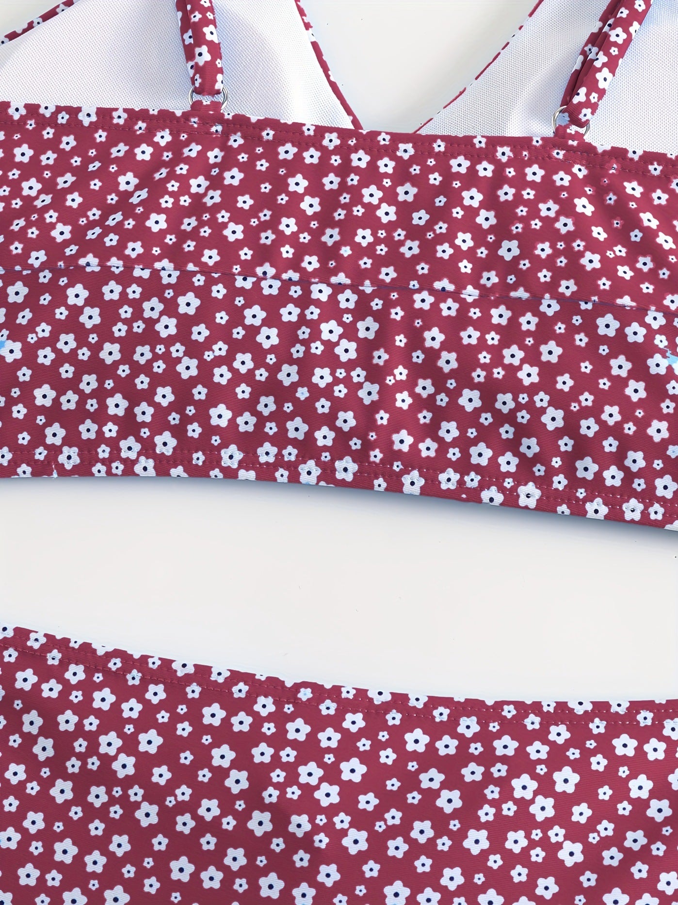 Women's Floral Bikini with Shorts - High Waisted Two Piece Bathing Suit