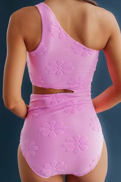 One-Shoulder Swimsuit for Women - Slim Fit Monokini with Skirted Design Pink