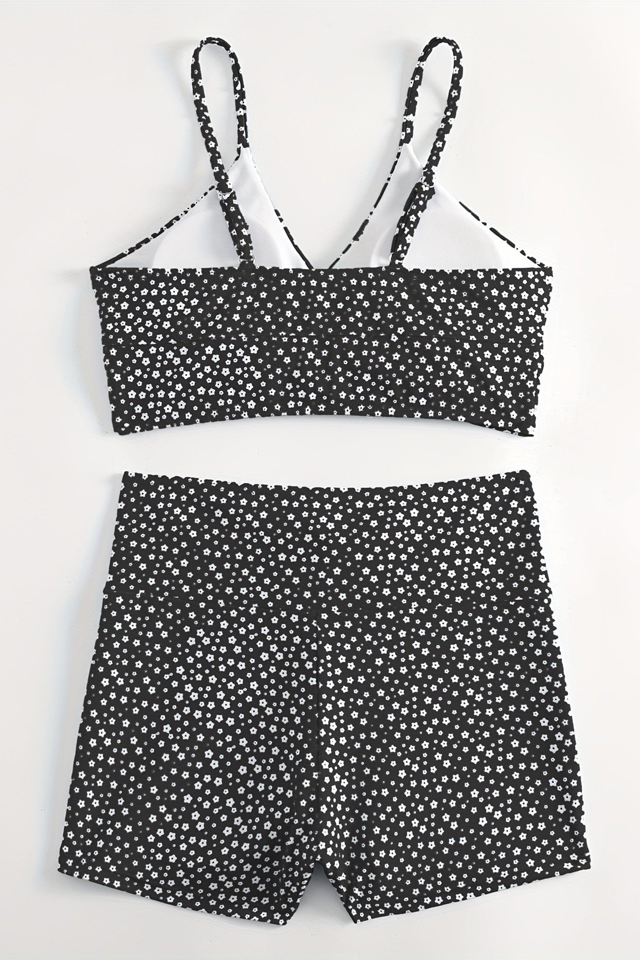 Women's Floral Bikini with Shorts - High Waisted Two Piece Bathing Suit