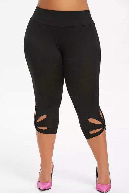 Plus-Size Women's Solid Color Mesh Yoga Sports Leggings