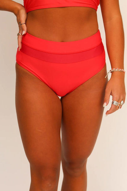 The Crimson Twist: One-Shoulder Asymmetric Bikini
