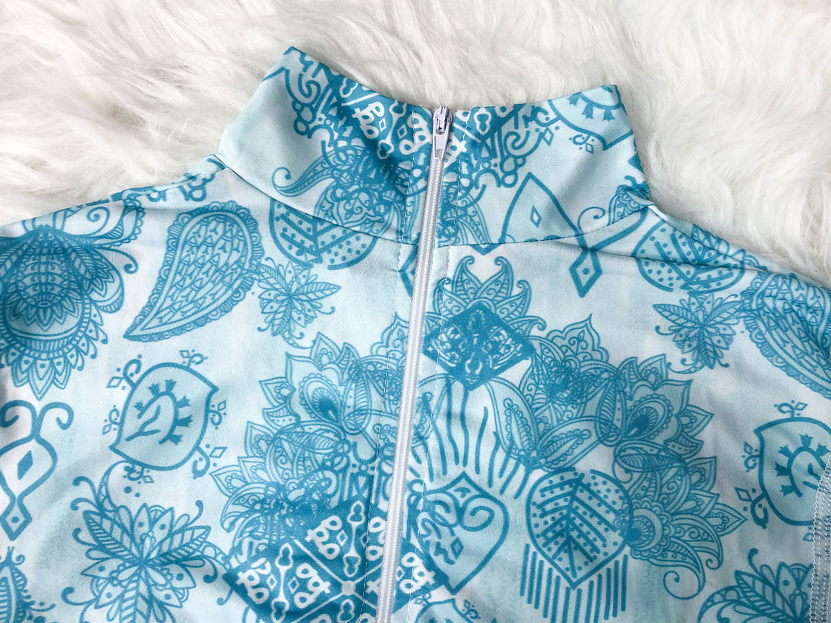Plus Size Long Sleeve High Neck Rash Guard One-Piece Swimsuit
