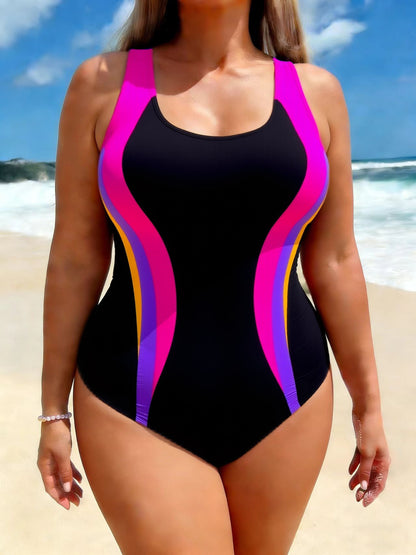 Women's Plus-Size Printed One-Piece Swimsuit (Slimming Fit)