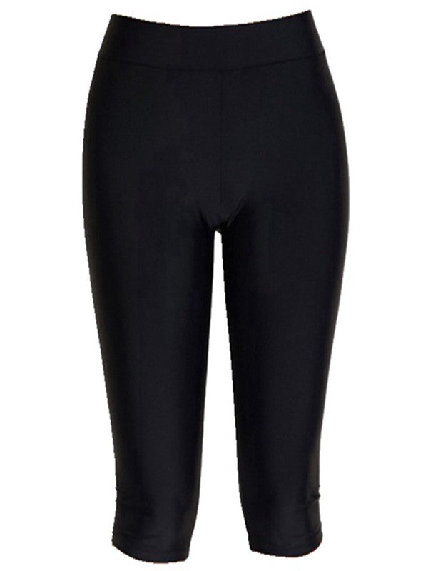 Women's Plus Size UPF 50+ 3/4 Length Swim Leggings | Sun Protection Over-the-Knee Swim Shorts