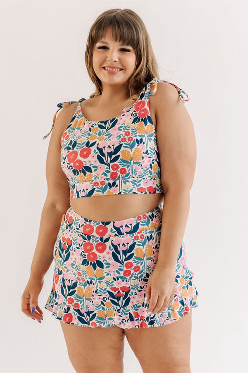 May Flowers Shoulder-Tie Crop Bikini Set