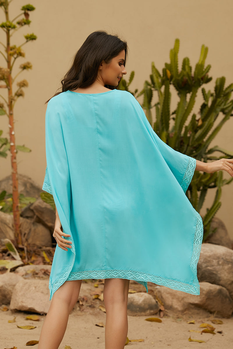 Bestselling Women's Sexy Sheer Beach Cover-Up - Breathable Mesh Sun Protection Kimono for Pool & Vacation Aquamarine