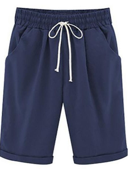 Women's Classic Baggy Shorts - Loose Fit Summer Beach Board Shorts with Drawstring Elastic Waist and Pockets