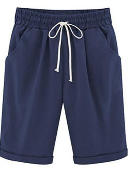Women's Classic Baggy Shorts - Loose Fit Summer Beach Board Shorts with Drawstring Elastic Waist and Pockets